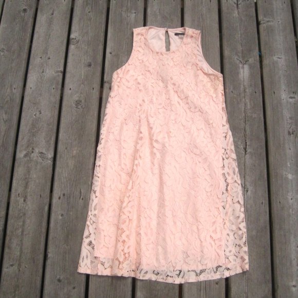 Peach Lace A-Line Dress - Picture 2 of 9